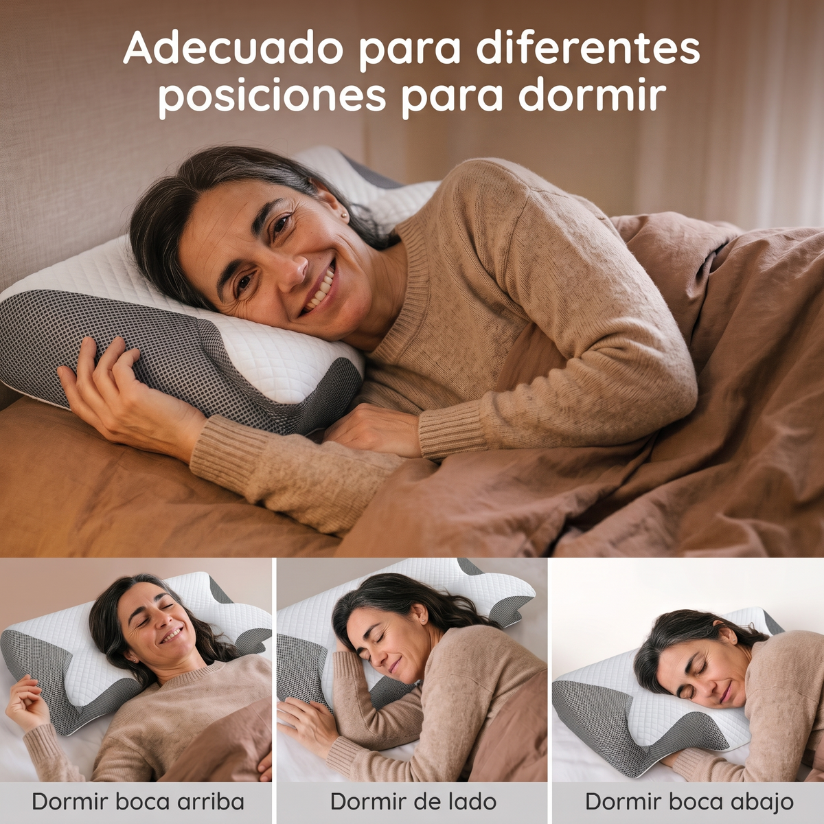 Almohada viscoelástica cervical con funda acolchada y transpirable